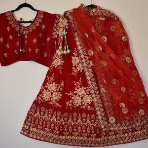 Brand New Velvet Wedding Lehenga Zari work
